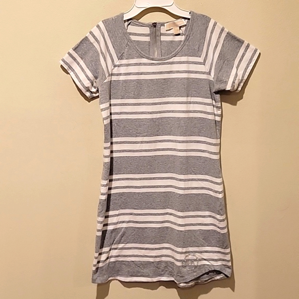 ❤️ MICHAEL MICHAEL MINI COTTO T-SHIRT DRESS - RHINESTONE MK LOGO, SMALL